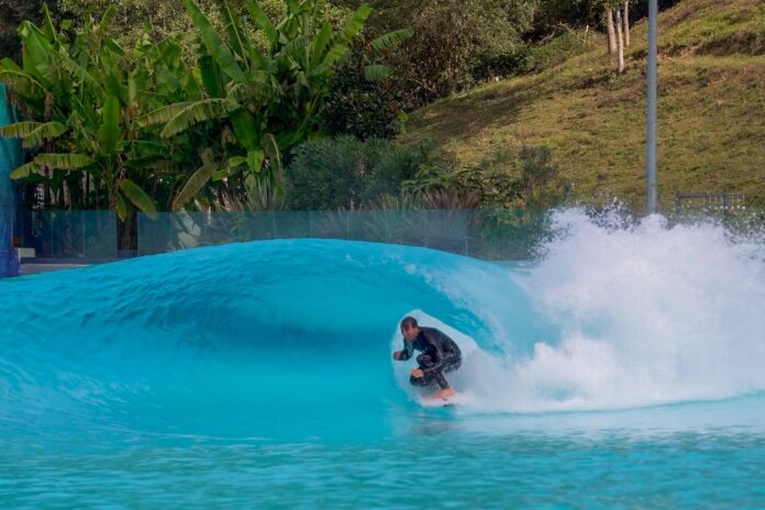 Former world surfing champion Joel Parkinson at a Wavegarden Cove facility.