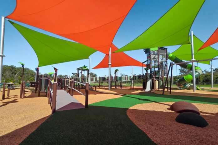 Thistle Place Park includes an adventure tower, giant slide and flying fox.