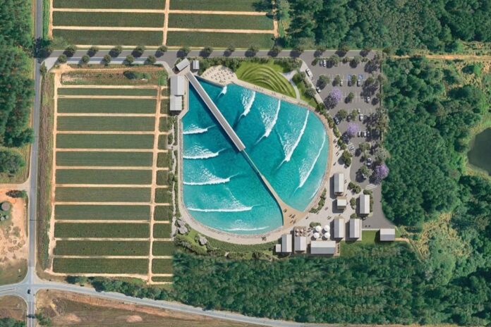 A render of the Surf Farm planned for Johnston Road at Glass House Mountains.