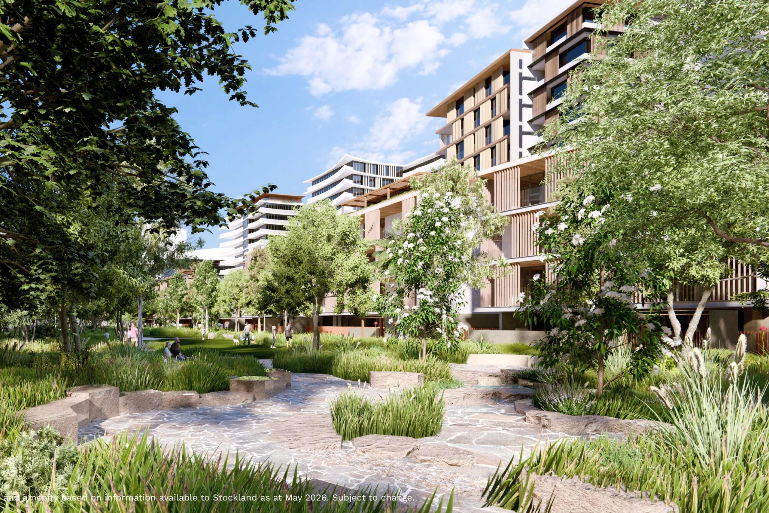 Artist's impression of future proposed infrastructure and amenity within Birtinya Central.