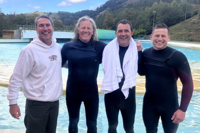 Former world surfing champion Joel Parkinson, GSV executive chairman Adam Lamond, Surf Farm director Chris Salmon and GSV development director Andy Ainscough.