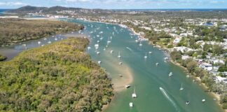 Boats on the Noosa River at the start of the year.