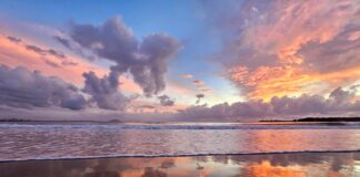 Photo of the day Photographer Helen Browne captured the rich hues of dawn magnificently reflected in the sand at Mooloolaba Beach