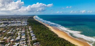 Homes by the beach on the Sunshine Coast.