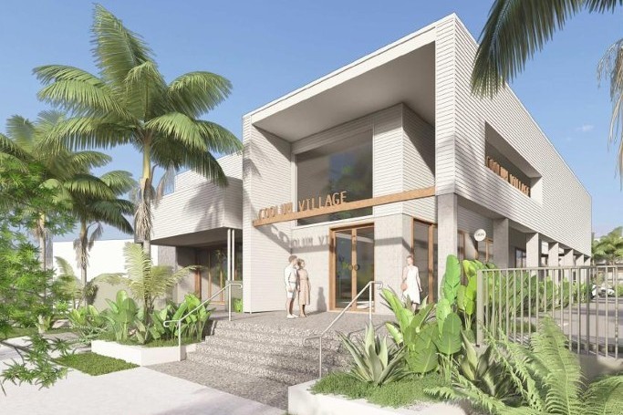 A rendered image of the proposed Coolum Village shopping precinct.