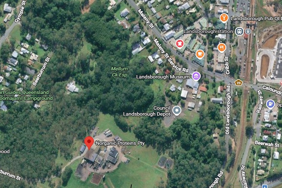 The proximity of Norganics' plant to residential and business areas in Landsborough. Picture: Google Maps.