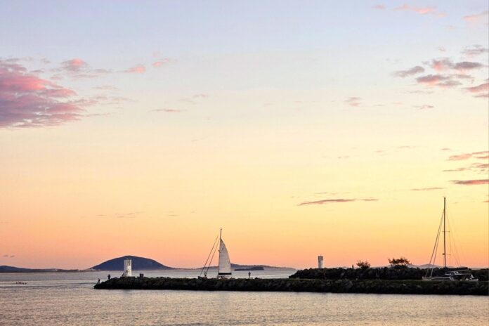 Photographer Helen Browne took this photo at dusk in a pastel light at Mooloolaba Spit.