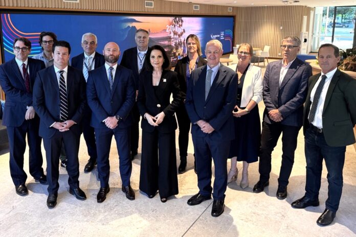 Sunshine Coast Mayor Rosanna Natoli, centre, with councillors and CEO John Baker, left.