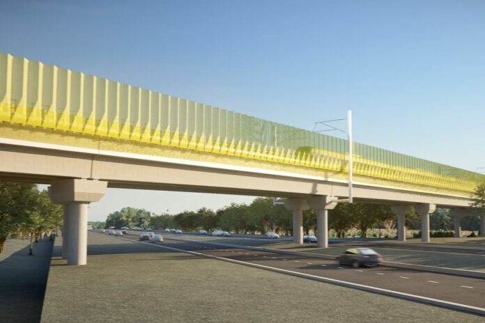 An artist's impression of a Bruce Highway rail overpass.