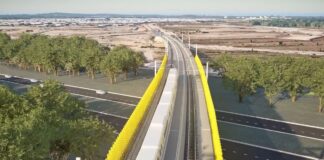 What the rail line could look like going over the Bruce Highway.
