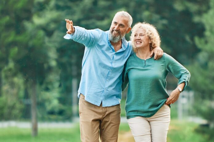 A middle aged couple.