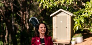 Mayor Rosana Natoli officiated the opening of the Coast's first incinerator toilet.