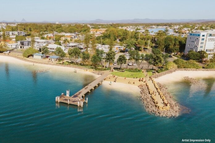 Proposed improvements from the refurbished rock groin to the south boat ramp.