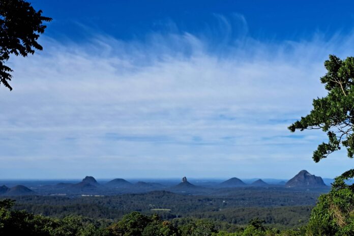 Photographer Maureen Brook Glass House Mountains viewed from Maleny
