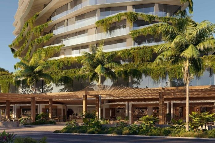 An impression of the Aria hotel. Picture: Koichi Takada Architects.