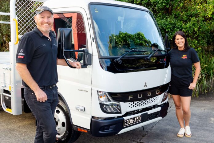 Rise & Thrive founder Janelle Parsons with Terry Broadway, sales manager for FUSO at Daimler Trucks, Sunshine Coast.