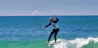 A surfer competing at a previous Winter Longboard Classic in Alexandra Headland. Picture: Supplied