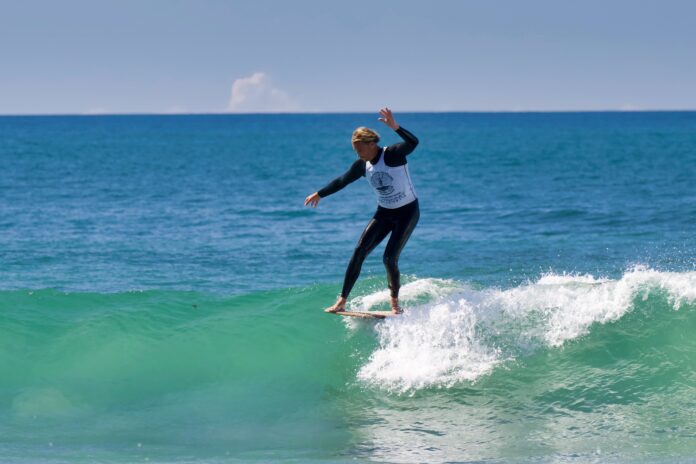 A surfer competing at a previous Winter Longboard Classic in Alexandra Headland. Picture: Supplied