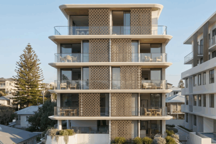 An artist's impression of the apartment complex named 'Lucia Mooloolaba'.
