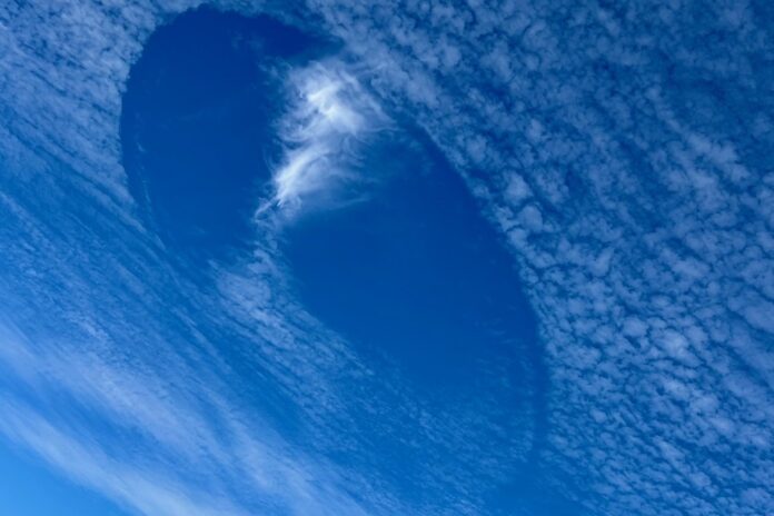 A 'cloud punch' seen from the Sunshine Coast.