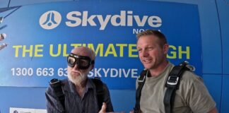 Don Walker with his grandson, and fellow skydiver, Scott Staib.