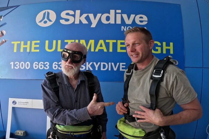 Don Walker with his grandson, and fellow skydiver, Scott Staib.