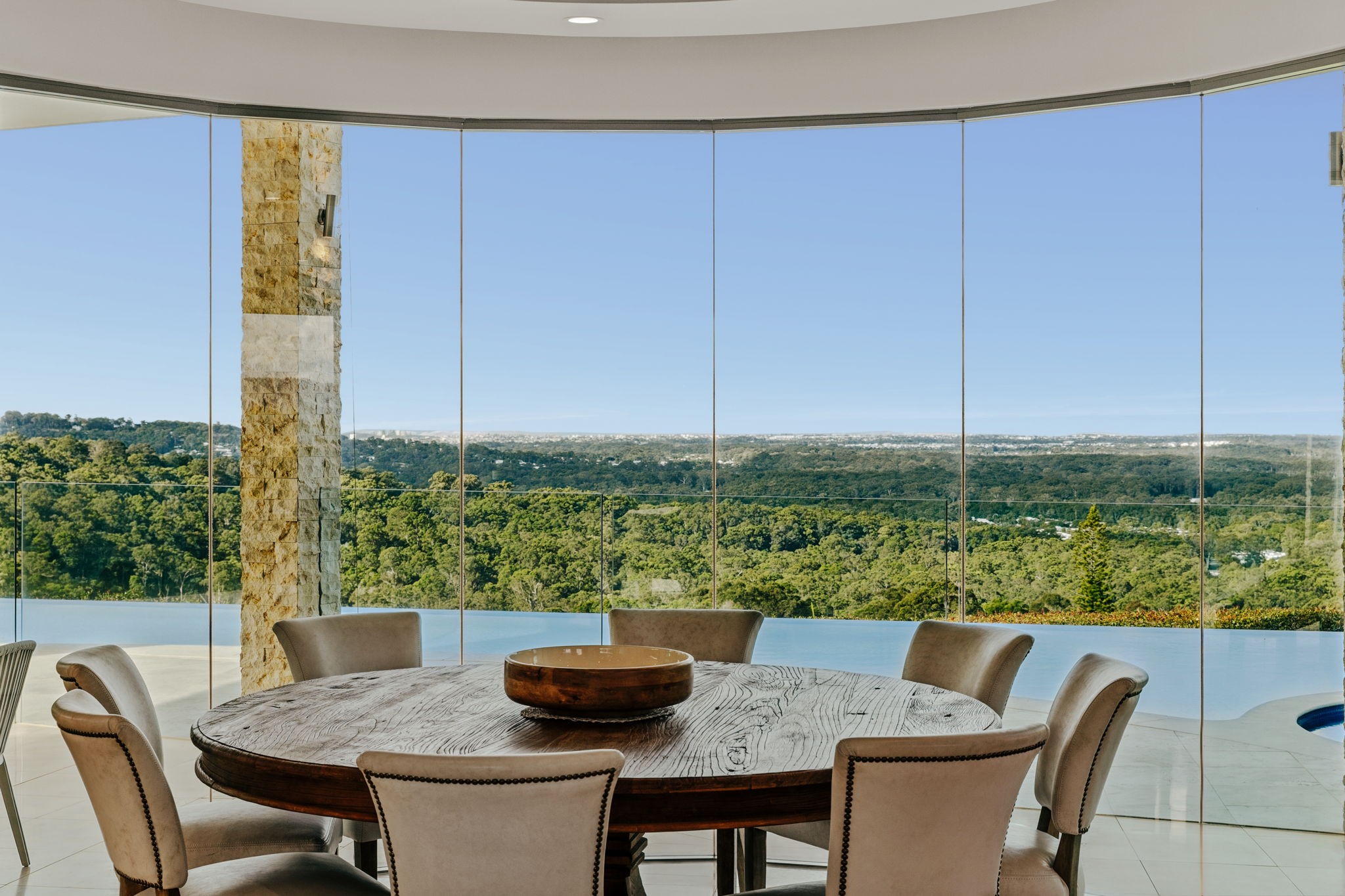 52 Serene Close, Mons: The home's distinctive curved architecture captures panoramic views.