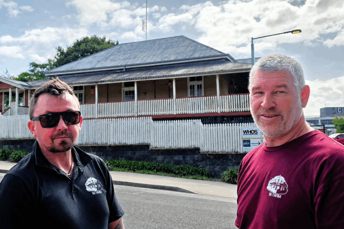 Wayd Bailey and Shayne Daniel outside 14 Bury Street, one of the former mill buildings set to be restored. Picture: Supplied
