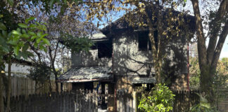 The fire-damaged home at Buderim.