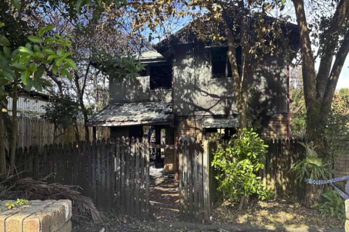 The fire-damaged home at Buderim.