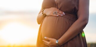 A pregnant woman's belly.