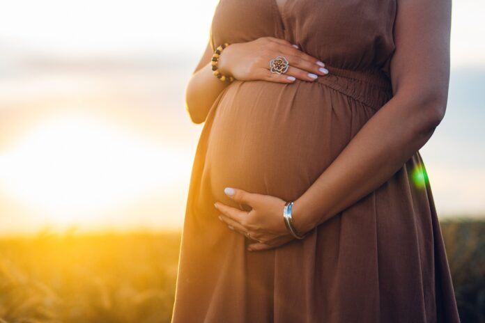 A pregnant woman's belly.