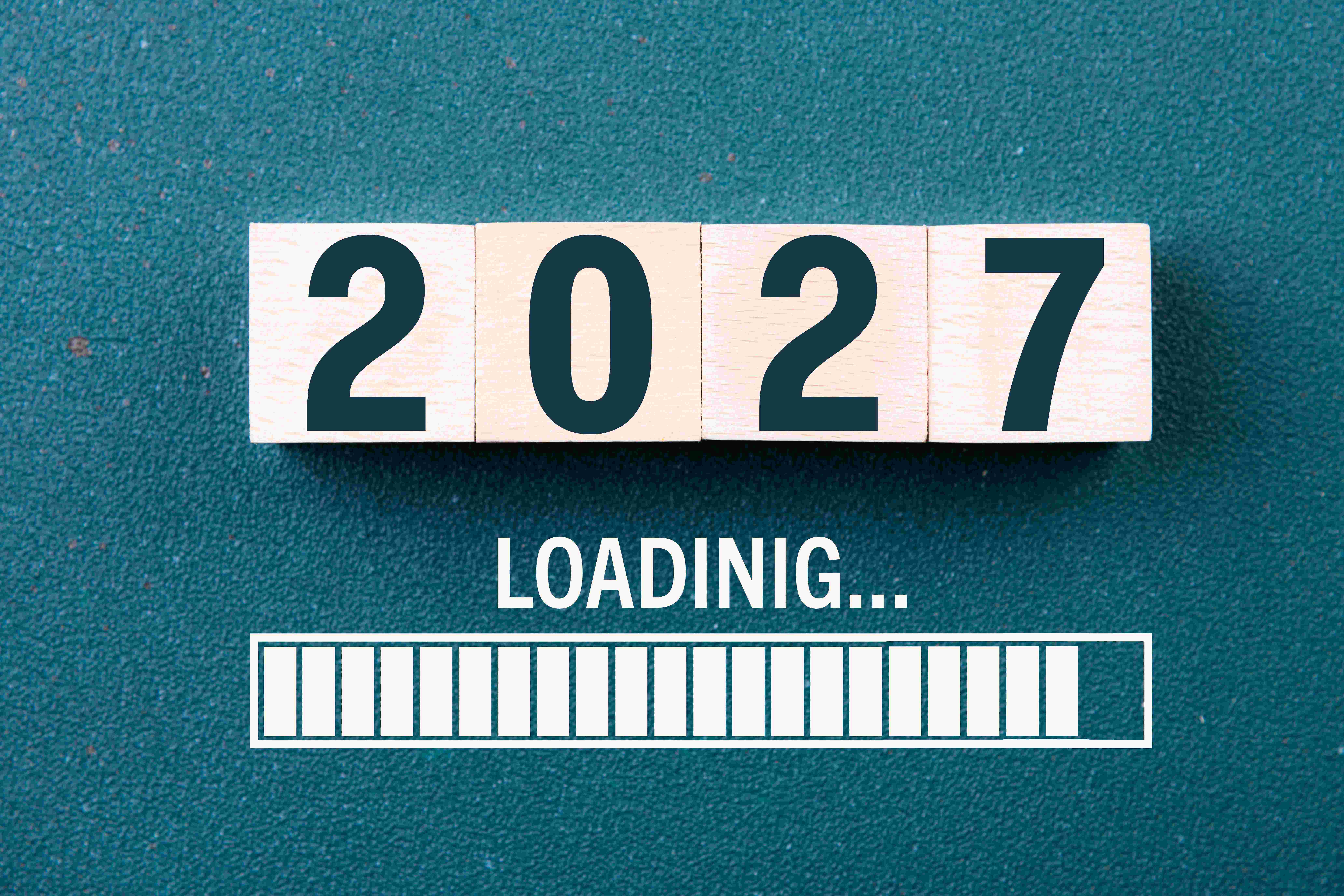 a graphic of the year 2027 from, Shutterstock