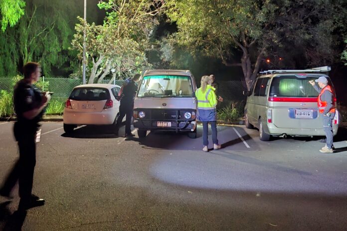 Illegally parked vehicles at Noosa.
