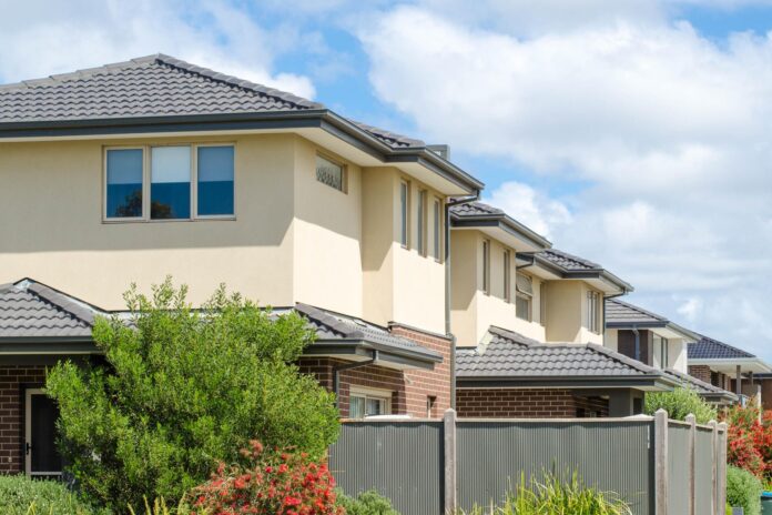 A row of townhouses.