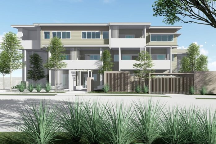 A concept image by Bark Design Architects showing the design of the proposed 19-unit social housing development in Maroochydore. Picture: Queensland Government
