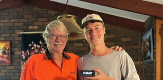 Kai Gould (right) with grandfather, Brett.