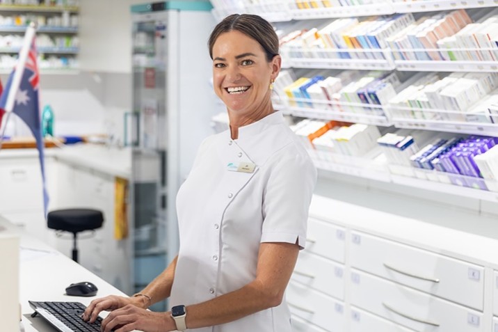 A female pharmacist at work.