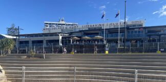 The almost completed section of seawall in front of the surf club. Picture: Steele Taylor.