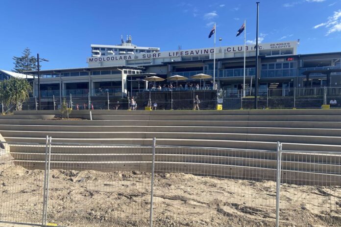 The almost completed section of seawall in front of the surf club. Picture: Steele Taylor.