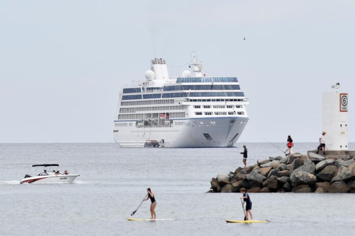 A cruise ship off Mooloolaba.