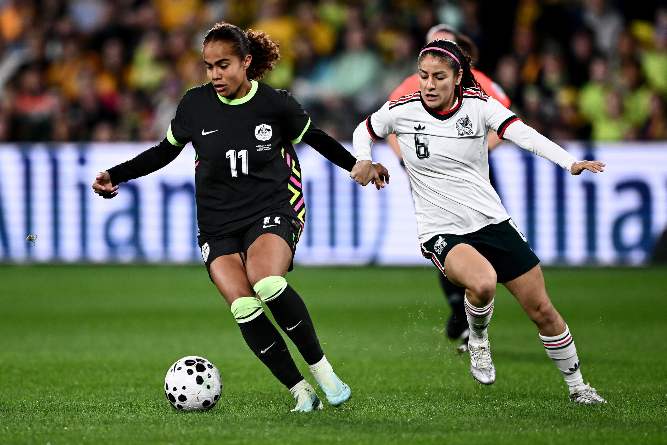 The Matildas' Mary Fowler in action against Mexico in Sydney. 