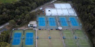 A bird’s-eye view of the new eight-court pickleball facility nearing completion. Picture: Supplied