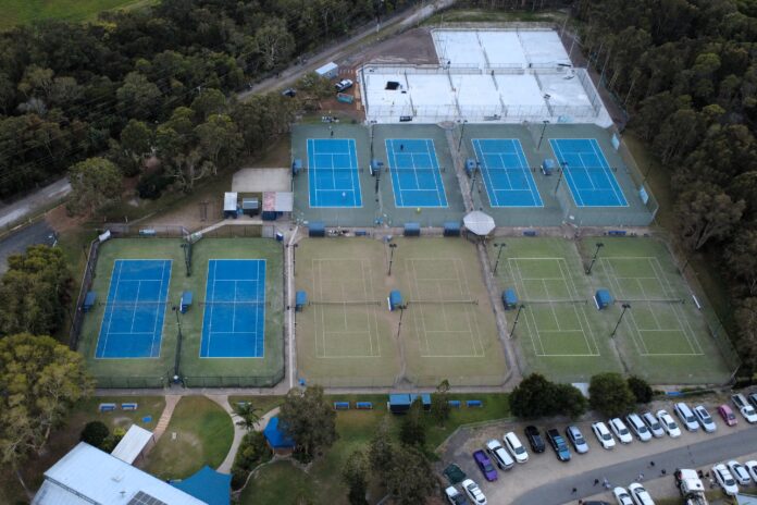 A bird’s-eye view of the new eight-court pickleball facility nearing completion. Picture: Supplied