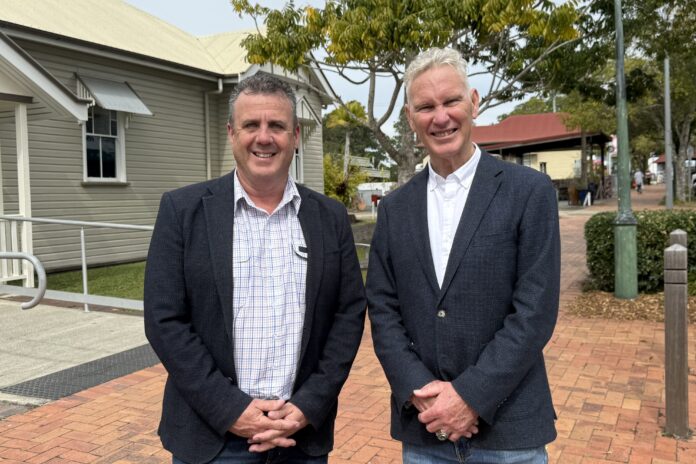 Nicklin MP Marty Hunt and Noosa Mayor Frank Wilkie. Picture: Supplied