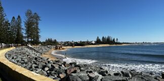 The rock seawall at Moffat Beach is now complete. Picture: Sunshine Coast Council