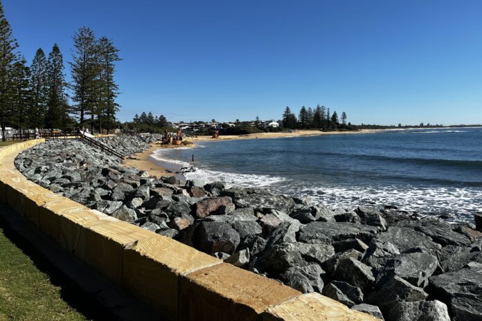 The rock seawall at Moffat Beach is now complete. Picture: Sunshine Coast Council