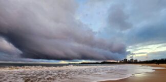 Photographer Helen Browne storm clouds Mooloolaba Beach
