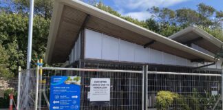 The damaged amenities block at the Northern Parklands at Mooloolaba.