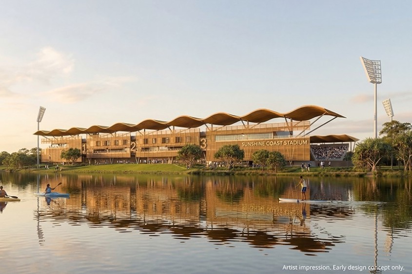 An impression of the Sunshine Coast Stadium expansion.